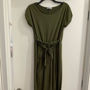 Olive maxi dress with tie knot
